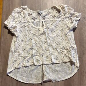 Charlotte Russe Cream Floral Lace Blouse